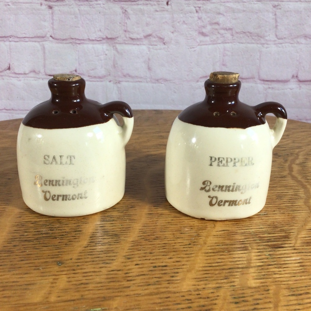 Vintage Bennington, Vermont Two-Tone Salt and Pepper Shaker Pair
